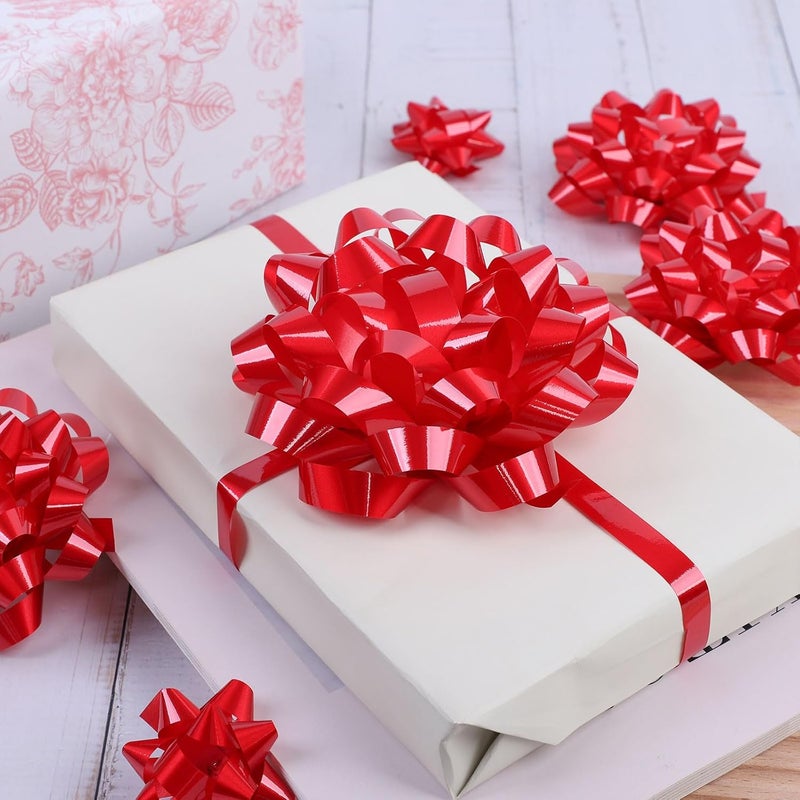 FORBINBO 25 Pcs Gift Bows Assortment - 3 Size Gift Bowsand 1 Crimped Curling Ribbons, Perfect for Christmas, Holiday，Birthdays, Weddings, Baby/Bridal Showers, Party (Red) - Image 5
